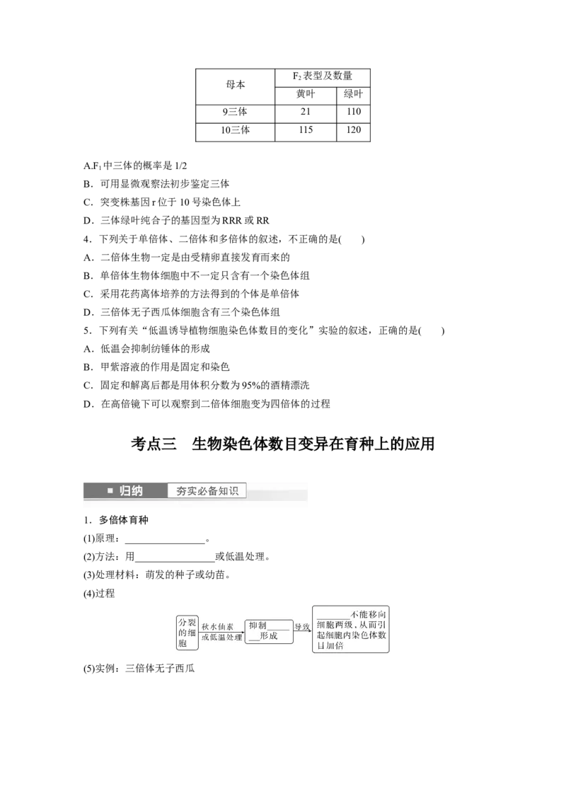 第7单元　第2课时　染色体变异_2024年新高考资料_1.2024一轮复习_2024年高考生物一轮复习讲义（新人教版）_学生版在此文件夹_大一轮复习讲义_第七单元　生物的变异和进化