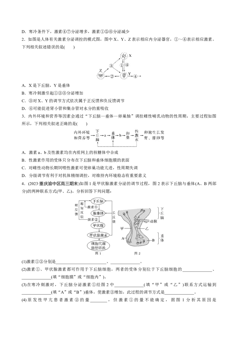 考点通关卷29动物生命活动调节的综合（原卷版）_2024年新高考资料_1.2024一轮复习_2024年高考生物一轮复习考点通关卷（新高考通用）