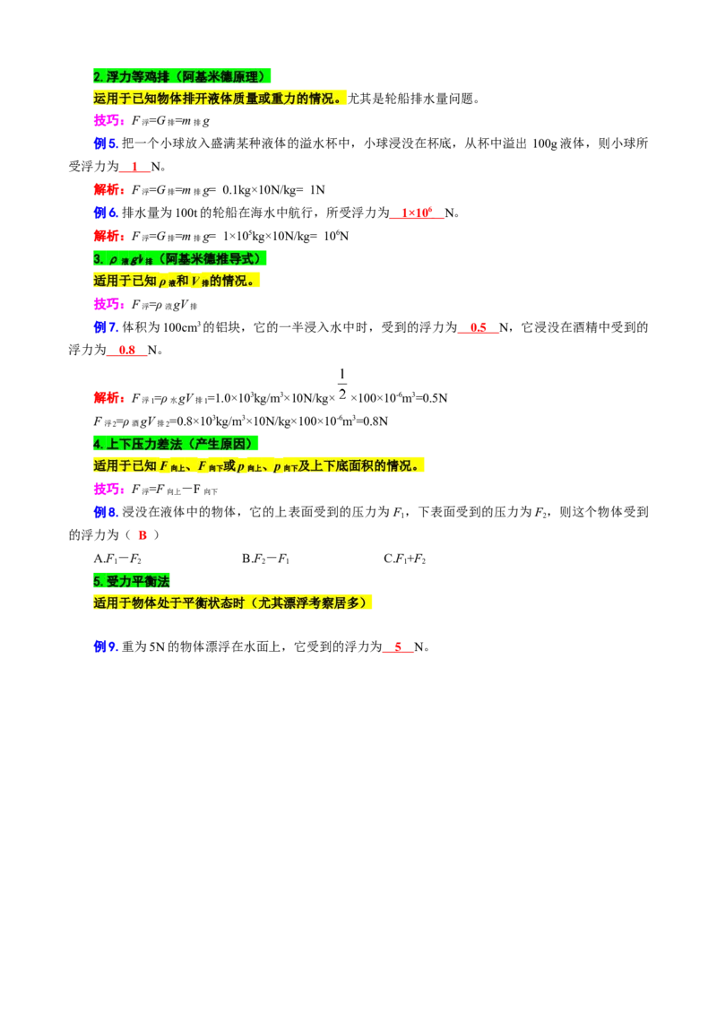 18.&ldquo;浮力及其计算&rdquo;_8、物理总复习_8.中考物理总复习_2024年中考复习资料_专项复习资料_2024年中考物理复习_重难点突破及题型归类