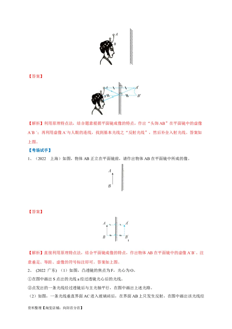专题06光学作图技法攻略（解析版）_8、物理总复习_8.中考物理总复习_2023年中考复习资料_专项复习_2023年中考物理重难点瓶颈突破（难点剖析+真题汇编+原创预测）（全国通用）_解析版