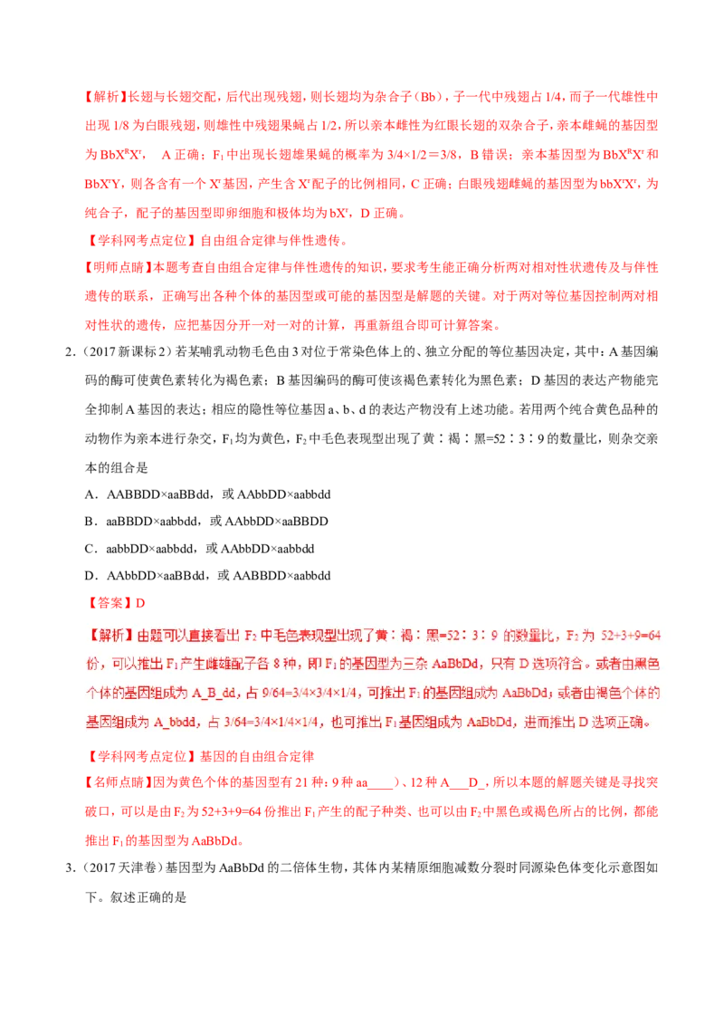 专题05遗传的基本规律-备战2019年高考生物之纠错笔记系列（解析版）_新高考复习资料_2022年新高考复习资料_2022年一轮复习最新版_1.2022年高考生物一轮复习全国通用版