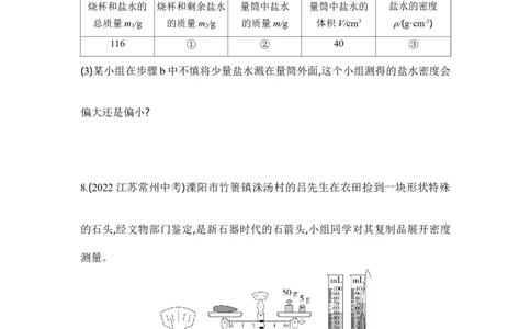 6.3测量物质的密度同步练习-人教版八年级物理上册_初物_八年级上下册+九年级全一册物理_八年级物理上册_老课标资料_同步练习(部分无答案)