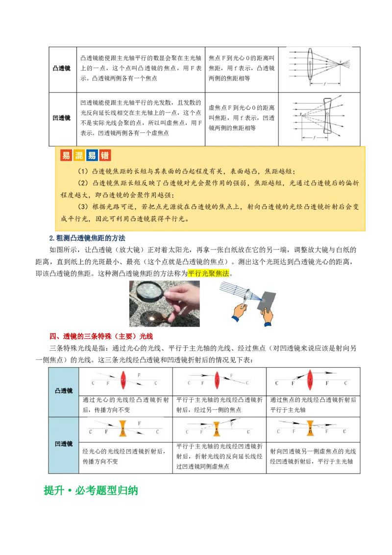 专题03透镜及其应用（讲义）（解析版）_8、物理总复习_8.中考物理总复习_2024年中考复习资料_一轮复习资料_完2024年中考物理一轮复习课件+讲义+练习（全国通用）