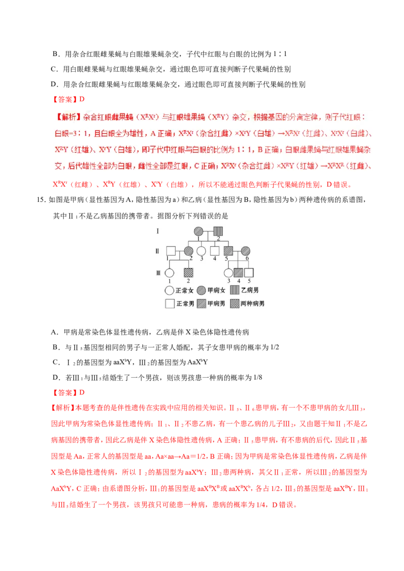 专题06人类遗传病及伴性遗传-备战2019年高考生物之纠错笔记系列（解析版）_新高考复习资料_2022年新高考复习资料_2022年一轮复习最新版_1.2022年高考生物一轮复习全国通用版