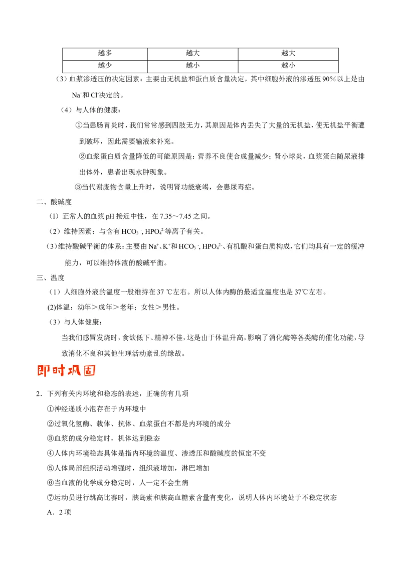 专题08人体的内环境与稳态-备战2019年高考生物之纠错笔记系列（解析版）_新高考复习资料_2022年新高考复习资料_2022年一轮复习最新版_1.2022年高考生物一轮复习全国通用版