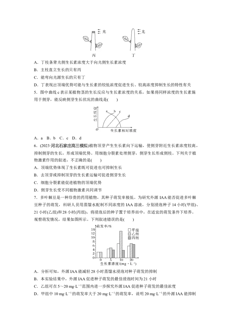 第8单元　课时练9　植物生长素及其生理作用_2024年新高考资料_1.2024一轮复习_2024年高考生物一轮复习讲义（新人教版）_学生版在此文件夹_一轮复习69练_第八单元　生命活动的调节