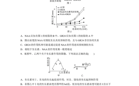 第8单元　课时练9　植物生长素及其生理作用_2024年新高考资料_1.2024一轮复习_2024年高考生物一轮复习讲义（新人教版）_学生版在此文件夹_一轮复习69练_第八单元　生命活动的调节