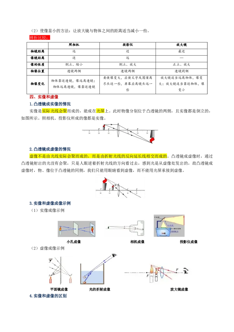 专题03透镜及其应用（讲义）（解析版）_8、物理总复习_2024年中考复习资料_一轮复习_课件+讲义+练习2024年中考物理一轮复习讲练测（全国通用）_配套讲义（原卷版+解析版）