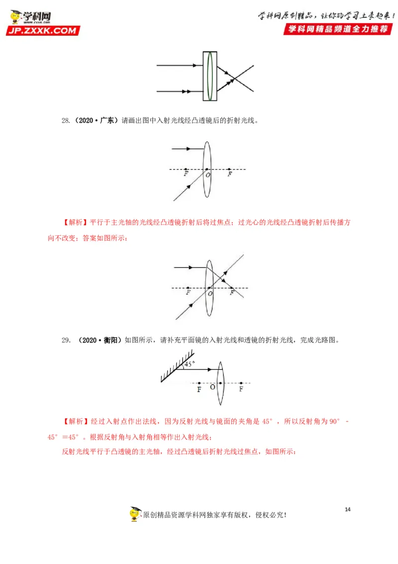 专题03透镜及其应用（解析版）_8、物理总复习_8.中考物理总复习_2022年中考复习资料_三年（2019-2021）中考真题物理分项汇编（全国通用）