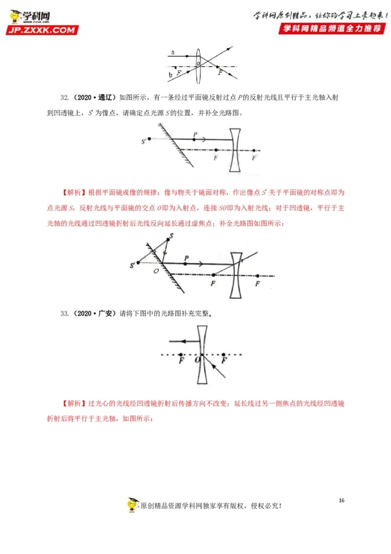 专题03透镜及其应用（解析版）_8、物理总复习_8.中考物理总复习_2022年中考复习资料_三年（2019-2021）中考真题物理分项汇编（全国通用）