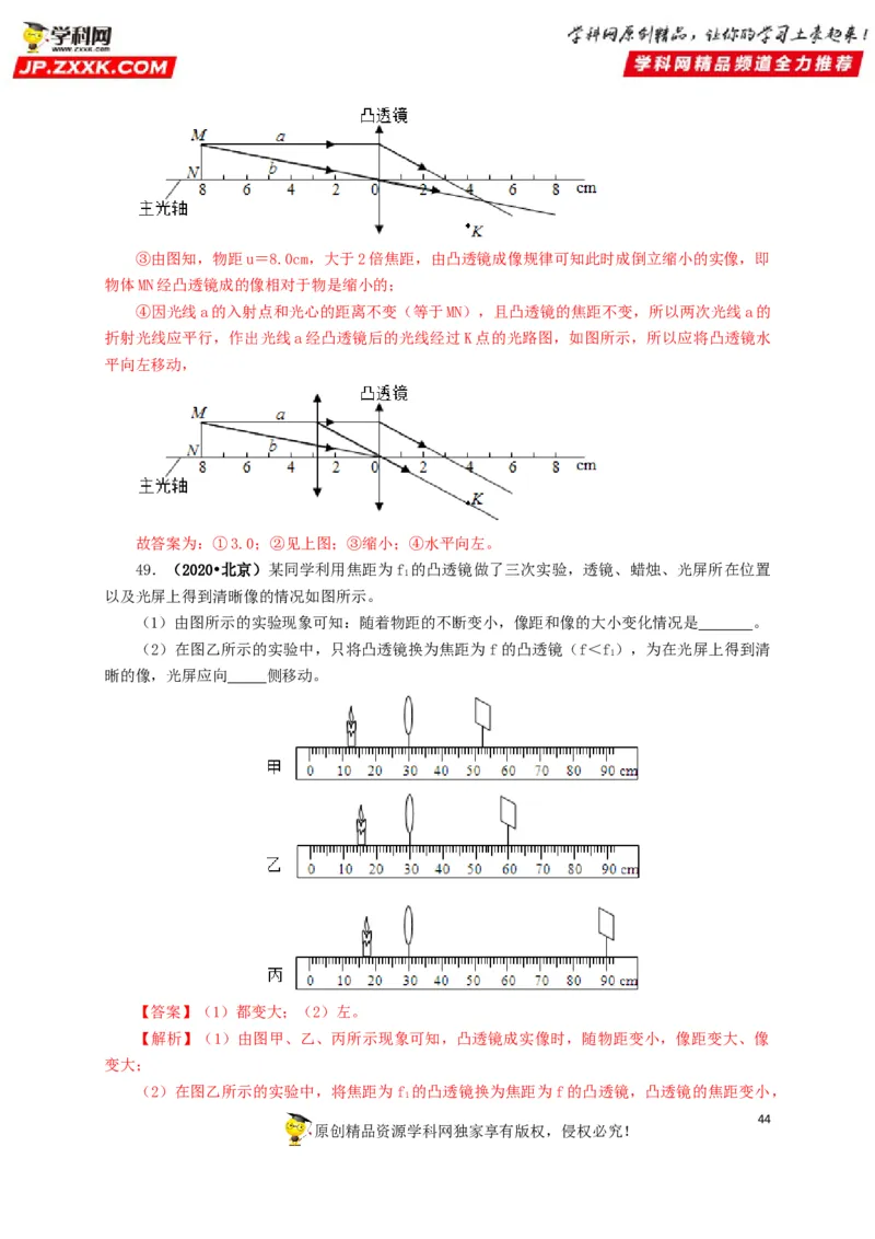 专题03透镜及其应用（解析版）_8、物理总复习_8.中考物理总复习_2022年中考复习资料_三年（2019-2021）中考真题物理分项汇编（全国通用）