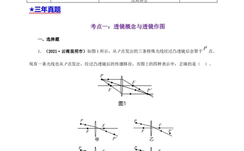 专题03透镜及其应用（解析版）_8、物理总复习_8.中考物理总复习_2022年中考复习资料_三年（2019-2021）中考真题物理分项汇编（全国通用）