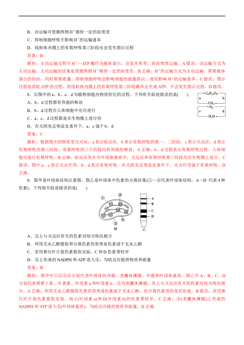 专题04细胞的代谢（测试卷）-2023年高考生物二轮复习讲练测（全国通用）（解析版）_通用版（老高考）复习资料_2023年复习资料_二轮复习_2023年高考生物二轮复习讲练测（全国通用）