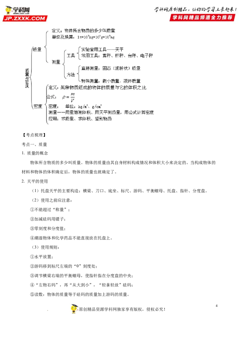 专题06质量与密度-备战2022年中考物理一轮复习考点微专题_8、物理总复习_8.中考物理总复习_2022年中考复习资料_备战2022年中考物理一轮复习考点微专题