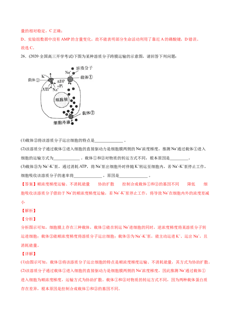 专题02物质进出细胞、酶和ATP-2021年高考生物真题与模拟题分类训练（教师版含解析）_新高考复习资料_2023年新高考复习资料_一轮复习_2023年新高考大一轮复习讲义