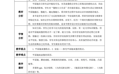 4.3平面镜成像（教学设计）-（人教版2024）_初物_八年级上下册+九年级全一册物理_八年级物理上册_教学设计（完）