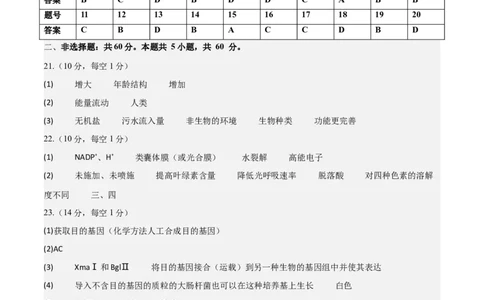 黄金卷01（参考答案）-赢在高考&middot;黄金8卷备战2024年高考生物模拟卷（浙江专用）_2024年新高考资料_4.2024高考模拟预测试卷
