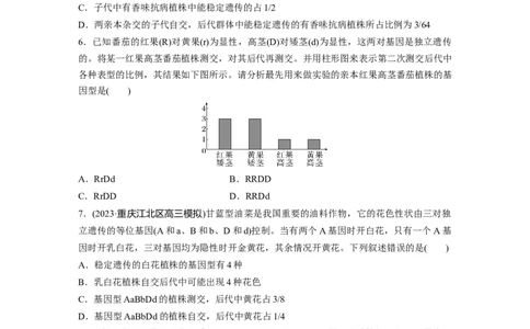第5单元　课时练5　基因自由组合定律基础题型突破_2024年新高考资料_1.2024一轮复习_2024年高考生物一轮复习讲义（新人教版）_学生版在此文件夹_一轮复习69练_第五单元　基因的传递规律
