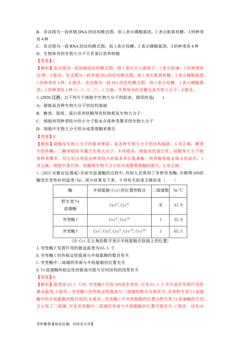 专题03蛋白质和核酸（串讲）（解析版）_新高考复习资料_2024年新高考复习资料_一轮复习资料_完备战2024年高考生物一轮复习串讲精练（新高考专用）_串讲_解析版