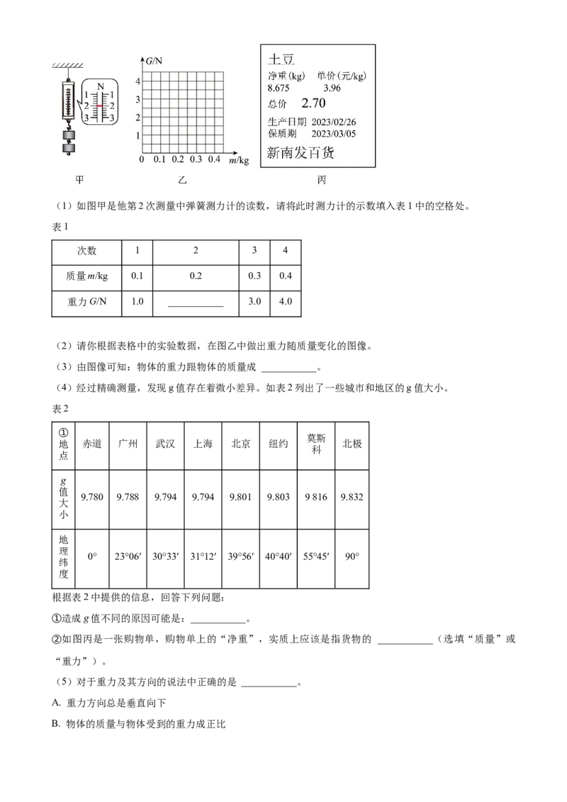 下学期八年级物理期中模拟测试题.（原卷版）_初物_八年级上下册+九年级全一册物理_八年级物理下册_期中+期末（更新中）