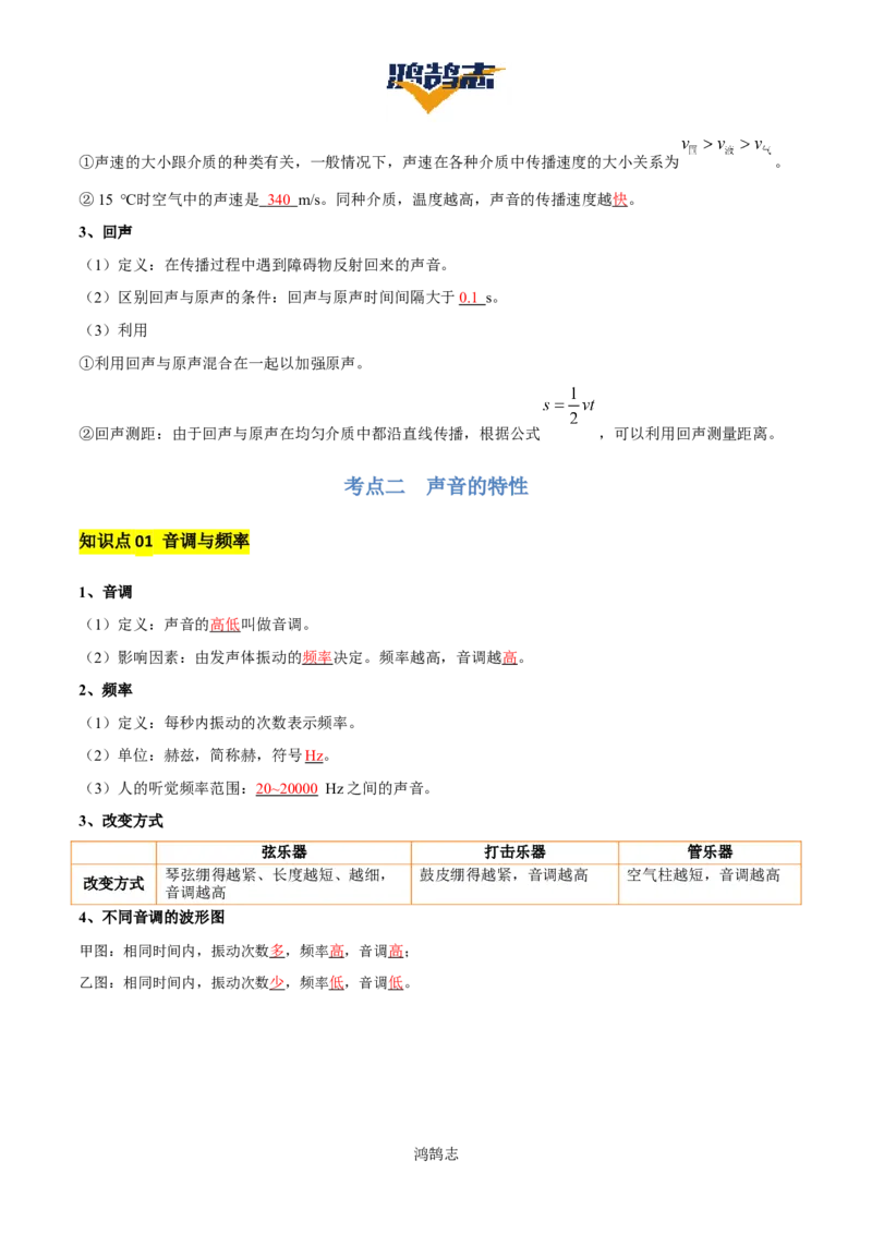 专题01声现象（3大模块知识清单+3个易混易错+2种方法技巧+典例真题精析）（解析版）_8、物理总复习_物理一轮复习