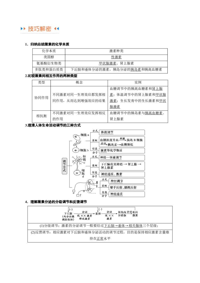 专题07动物生命活动的调节（讲义）（原卷版）_新高考复习资料_2024年新高考复习资料_二轮复习资料_高频考点解密2024年高考生物二轮复习高频考点追踪与预测（新高考专用）_讲义