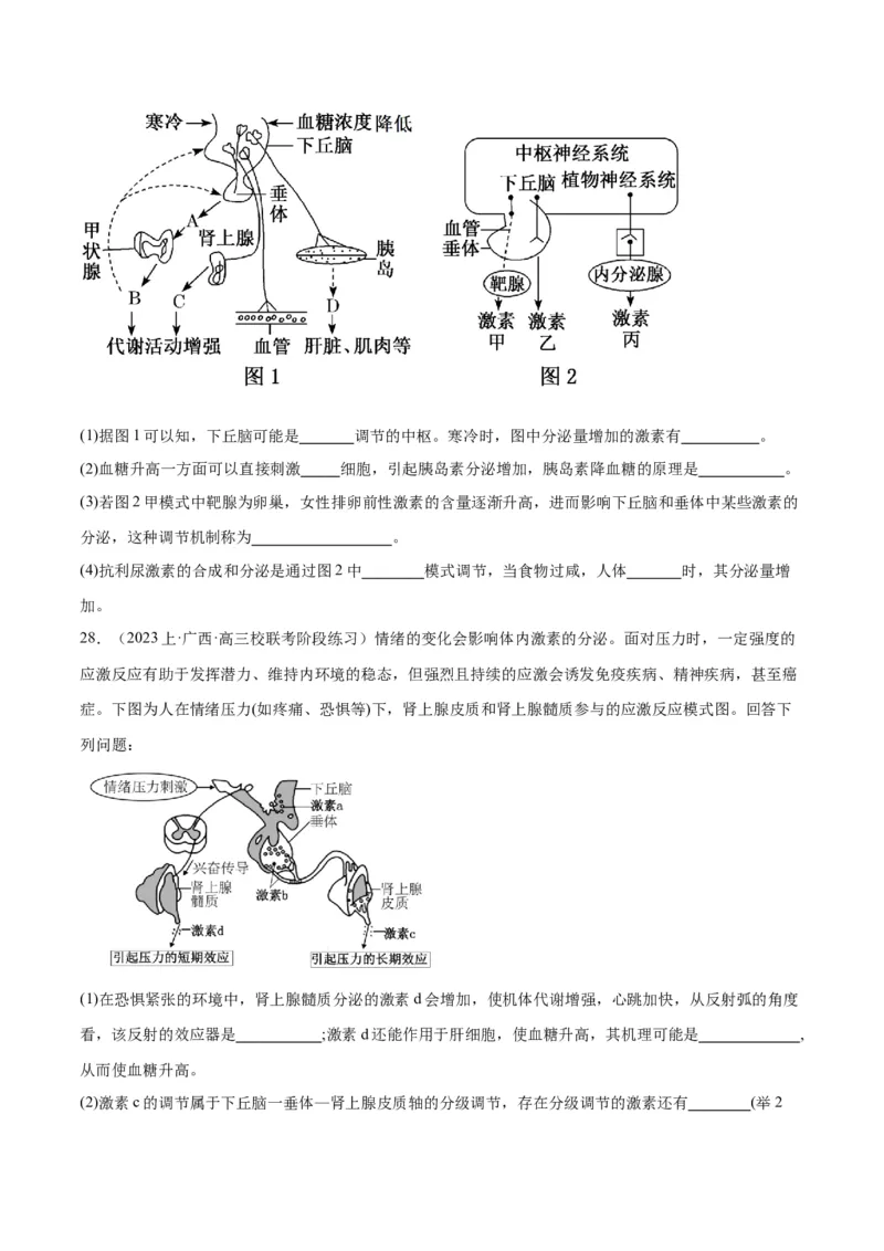 专题07动物生命活动的调节（讲义）（原卷版）_新高考复习资料_2024年新高考复习资料_二轮复习资料_高频考点解密2024年高考生物二轮复习高频考点追踪与预测（新高考专用）_讲义