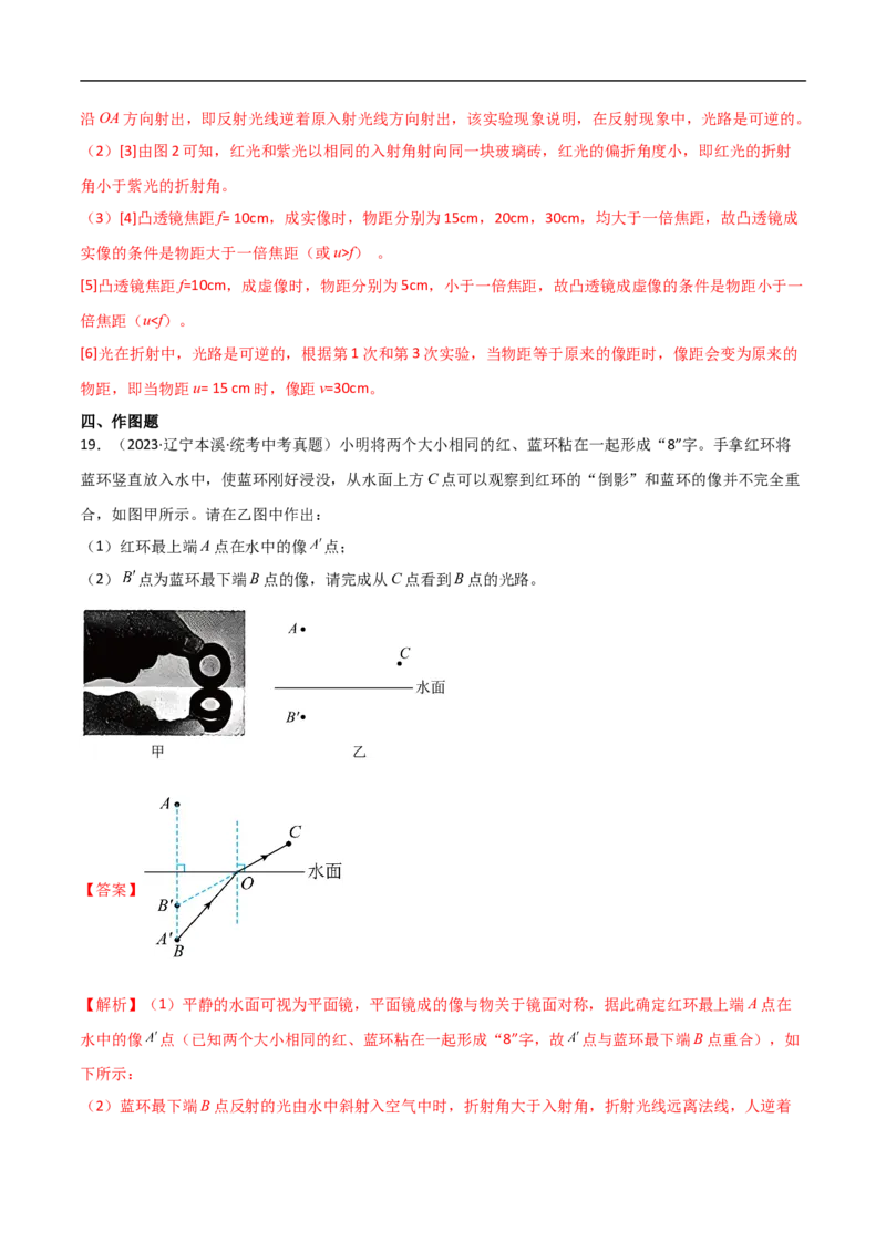 专题05光和透镜（全国通用）解析版_8、物理总复习_8.中考物理总复习_2024年中考复习资料_二轮复习资料_完2024年中考物理专题练习（全国通用）_重点练_教师版（含答案解析）