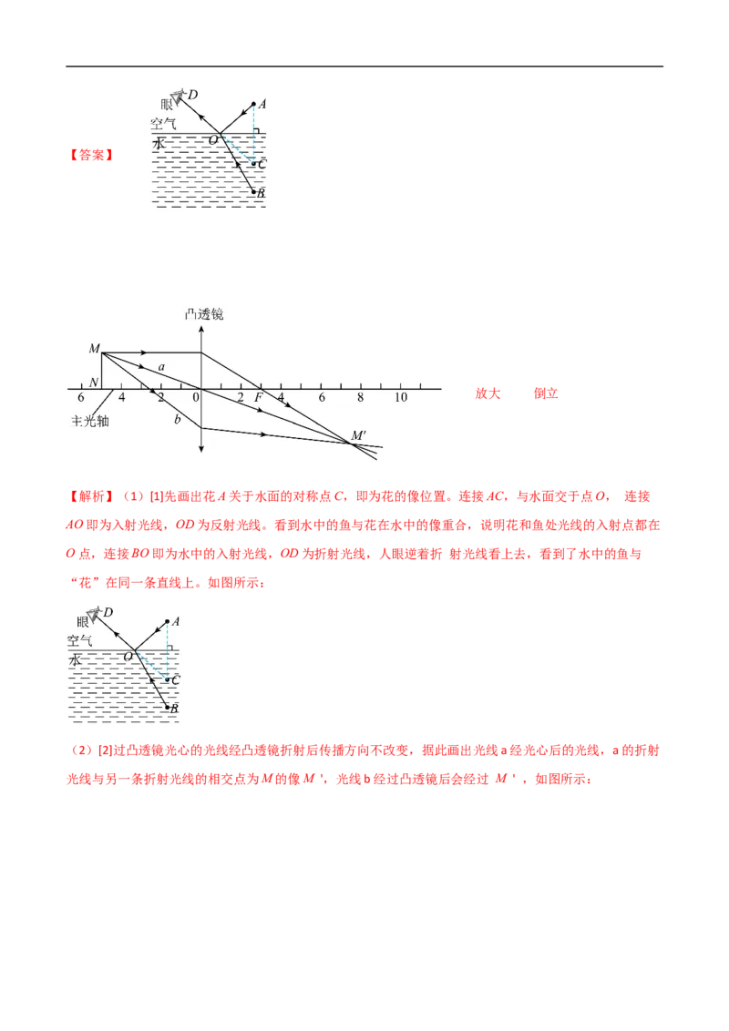 专题05光和透镜（全国通用）解析版_8、物理总复习_8.中考物理总复习_2024年中考复习资料_二轮复习资料_完2024年中考物理专题练习（全国通用）_重点练_教师版（含答案解析）