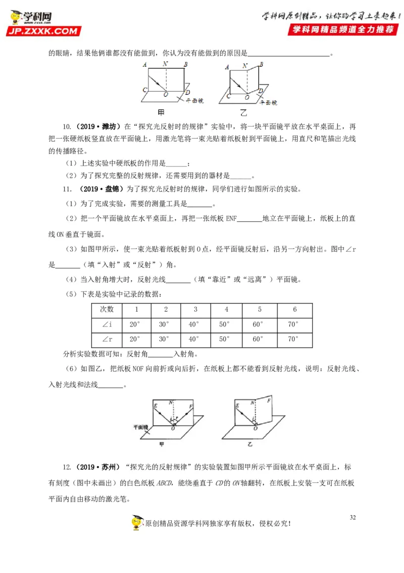 专题02光现象（原卷版）_8、物理总复习_8.中考物理总复习_2022年中考复习资料_三年（2019-2021）中考真题物理分项汇编（全国通用）