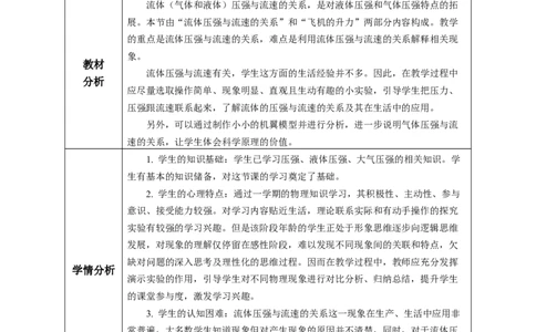 9.5流体压强与流速的关系（教学设计）-（人教版2024）_初物_八年级上下册+九年级全一册物理_八年级物理下册_教学设计（更新中）