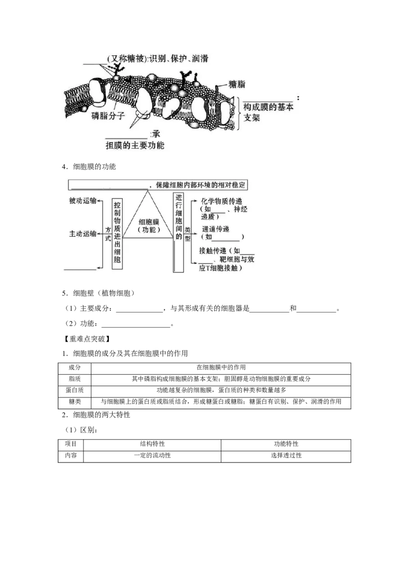 专题04细胞膜与细胞核(教师版)_新高考复习资料_2023年新高考复习资料_二轮复习_增分要点2023高考生物二轮复习专题解读和分层训练291073137