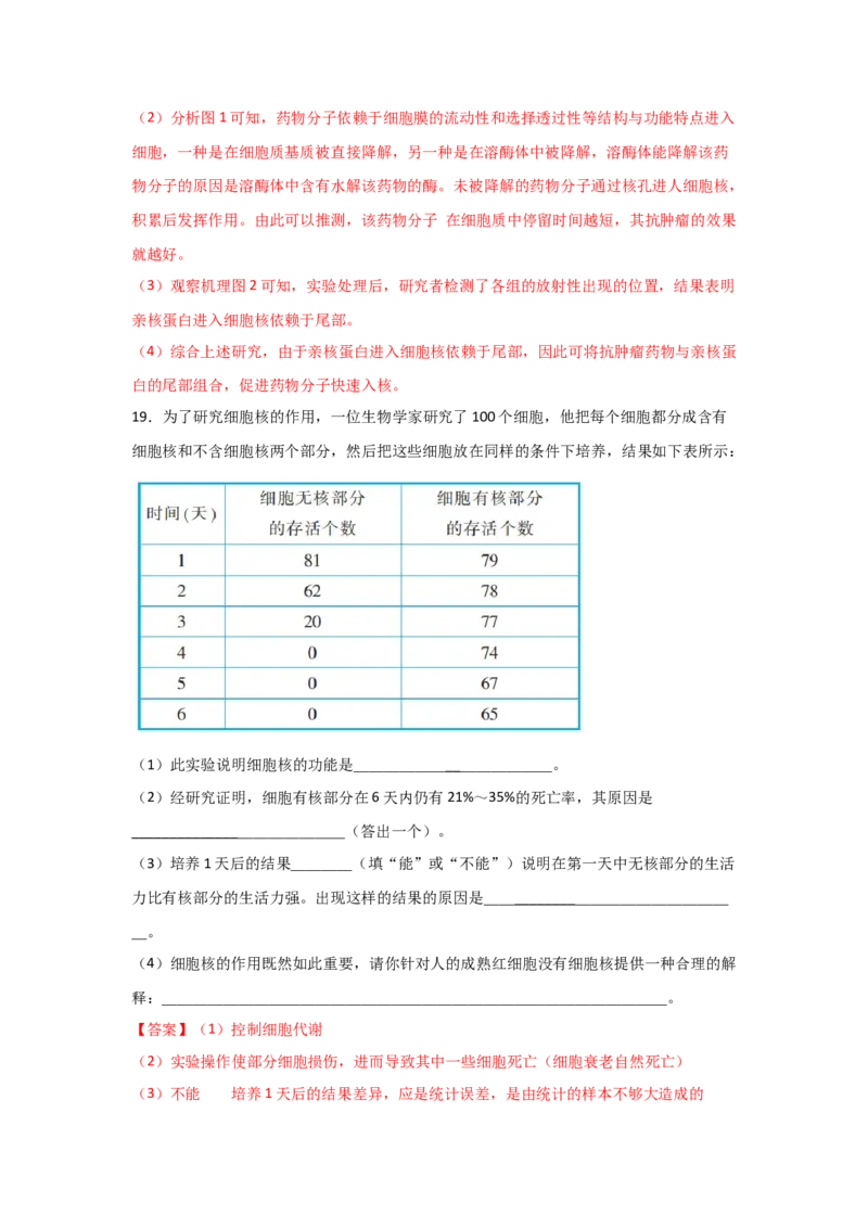 专题04细胞膜与细胞核(教师版)_新高考复习资料_2023年新高考复习资料_二轮复习_增分要点2023高考生物二轮复习专题解读和分层训练291073137
