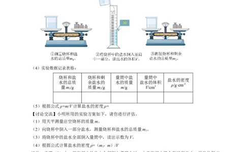 6.3测量液体和固体的密度（导学案）学生版_初物_八年级上下册+九年级全一册物理_八年级物理上册_导学案（完）
