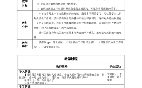 14.2热机的效率（教学设计）-（人教版）_初物_八年级上下册+九年级全一册物理_九年级物理全一册_教学设计
