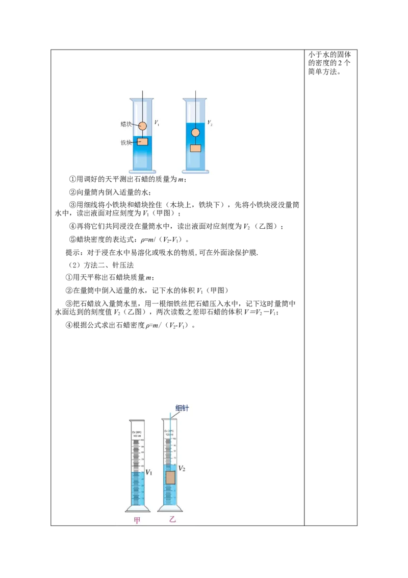 6.3测量物质的密度（教学设计）-（人教版）_初物_八年级上下册+九年级全一册物理_八年级物理上册_老课标资料_教学设计