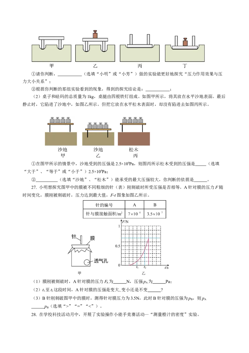 专题06密度压强（测试）(全国通用）原卷版_8、物理总复习_8.中考物理总复习_2024年中考复习资料_二轮复习资料_完2024年中考物理二轮复习课件+讲义+练习（全国通用）