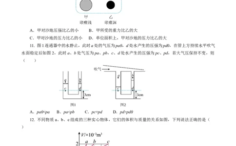 专题06密度压强（测试）(全国通用）原卷版_8、物理总复习_8.中考物理总复习_2024年中考复习资料_二轮复习资料_完2024年中考物理二轮复习课件+讲义+练习（全国通用）