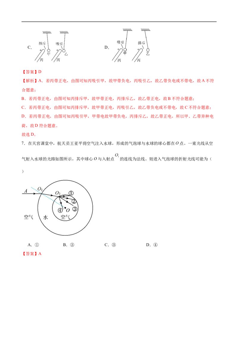 专题01单项选择题（全国通用）解析版_8、物理总复习_8.中考物理总复习_2024年中考复习资料_二轮复习资料_完2024年中考物理专题练习（全国通用）_热点练_教师版（含答案解析）