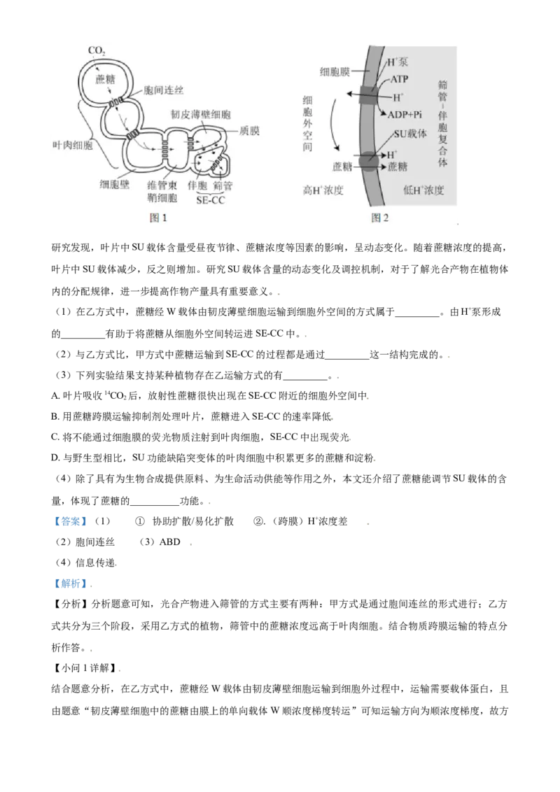 2021年高考生物试卷（北京）（含答案）_北京市高考历年真题_生物