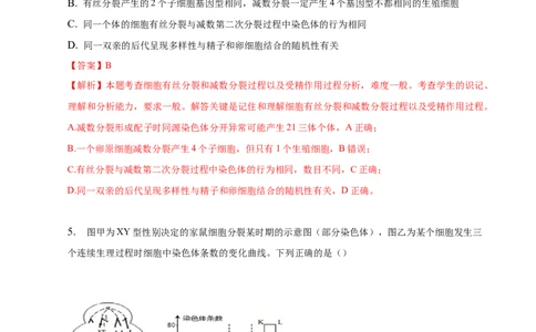 专题06减数分裂及受精作用（测试卷）-2023年高考生物二轮复习讲练测（全国通用）（解析版）_通用版（老高考）复习资料_2023年复习资料_二轮复习