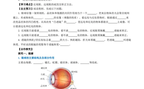 5.4眼睛和眼镜（导学案）学生版_初物_八年级上下册+九年级全一册物理_八年级物理上册_导学案（完）