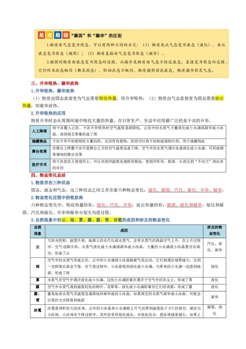 专题04物态变化（讲义）（解析版）_8、物理总复习_8.中考物理总复习_2024年中考复习资料_一轮复习资料_完2024年中考物理一轮复习课件+讲义+练习（全国通用）_教师版（含答案解析）
