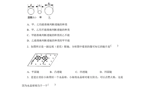 5.1透镜习题物理人教版八年级上册_初物_八年级上下册+九年级全一册物理_八年级物理上册_老课标资料_同步练习(部分无答案)