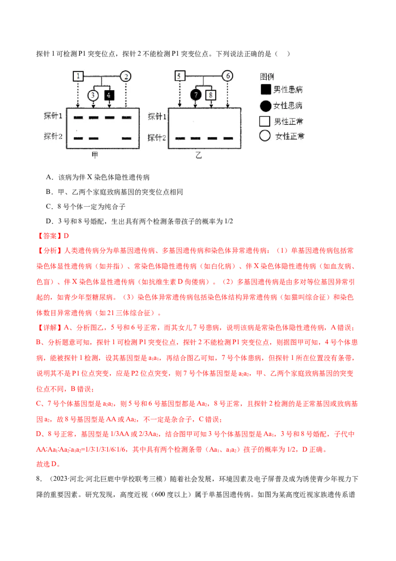 考点通关卷18伴性遗传和人类遗传病（解析版）_2024年新高考资料_1.2024一轮复习_2024年高考生物一轮复习考点通关卷（新高考通用）
