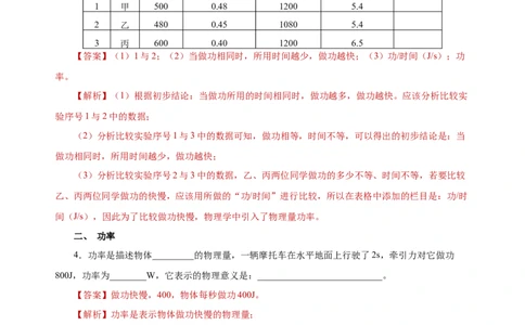 11.2功率（分层作业）-（解析版）_初物_八年级上下册+九年级全一册物理_八年级物理下册_老课标资料_同步练习