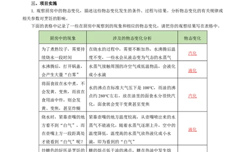 3.5跨学科实践：探索厨房中的物态变化问题（导学案）教师版_初物_八年级上下册+九年级全一册物理_八年级物理上册_导学案（完）