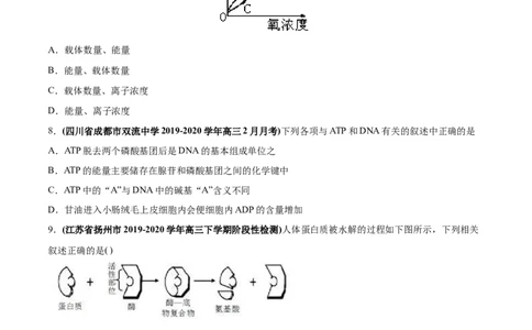 专题02物质进出细胞、酶和ATP-2020年高考真题和模拟题生物分项汇编（学生版）_新高考复习资料_2022年新高考复习资料_2022年一轮复习最新版_1.2022年高考生物一轮复习全国通用版