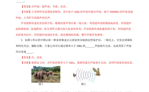 2.3声的利用（分层作业）-（人教版）解析版_初物_八年级上下册+九年级全一册物理_八年级物理上册_老课标资料_同步练习