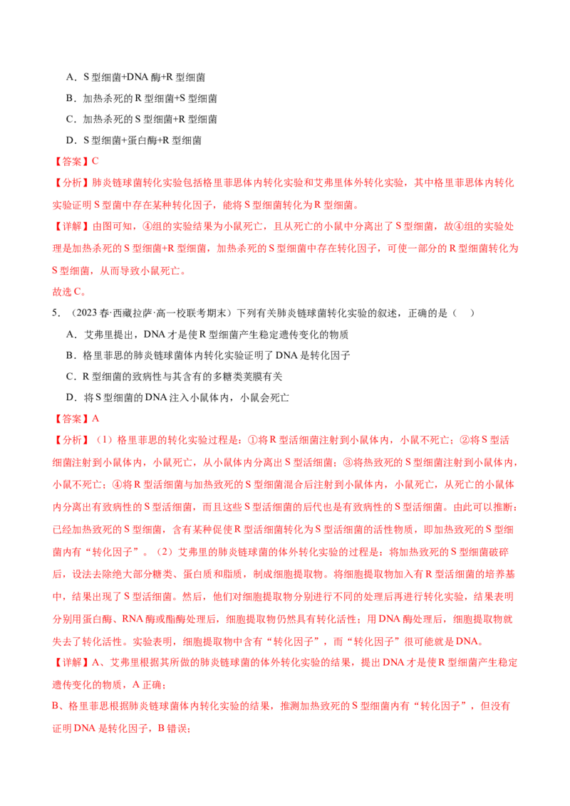 考点通关卷20DNA是主要的遗传物质（解析版）_2024年新高考资料_1.2024一轮复习_2024年高考生物一轮复习考点通关卷（新高考通用）